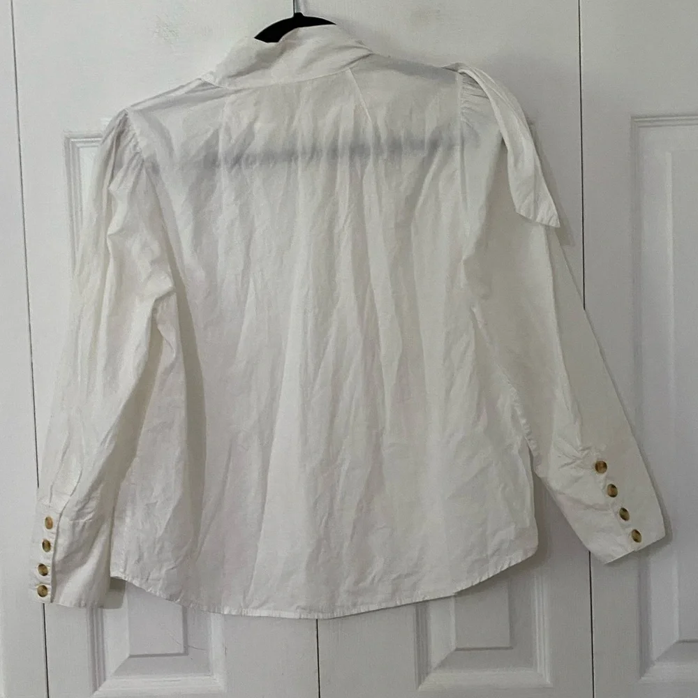 ULLA JOHNSON Penelope Poplin Blouse Button Accents 6 - Picture 7 of 14